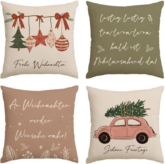 Set di 4 cuscini decorativi - Premium qualità - 45 x 45 cm - Per soggiorno - Decorazione invernale - Lavabile in macchina