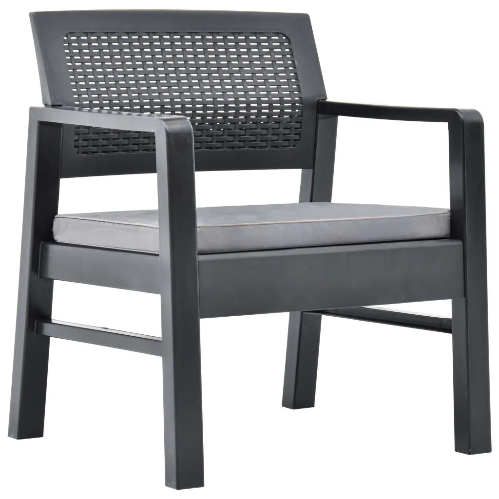 Set Divani da Giardino con Cuscini 3 pz | Set Salotto da Giardino in Plastica Grigio
