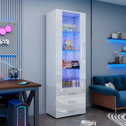 VETRINA Verticale 60x35x180 cm Bianca in MDF con LED