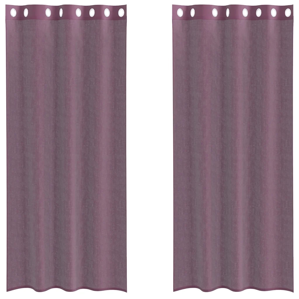 Tende in Voile con Occhielli 2 pz Viola 140x225 cm