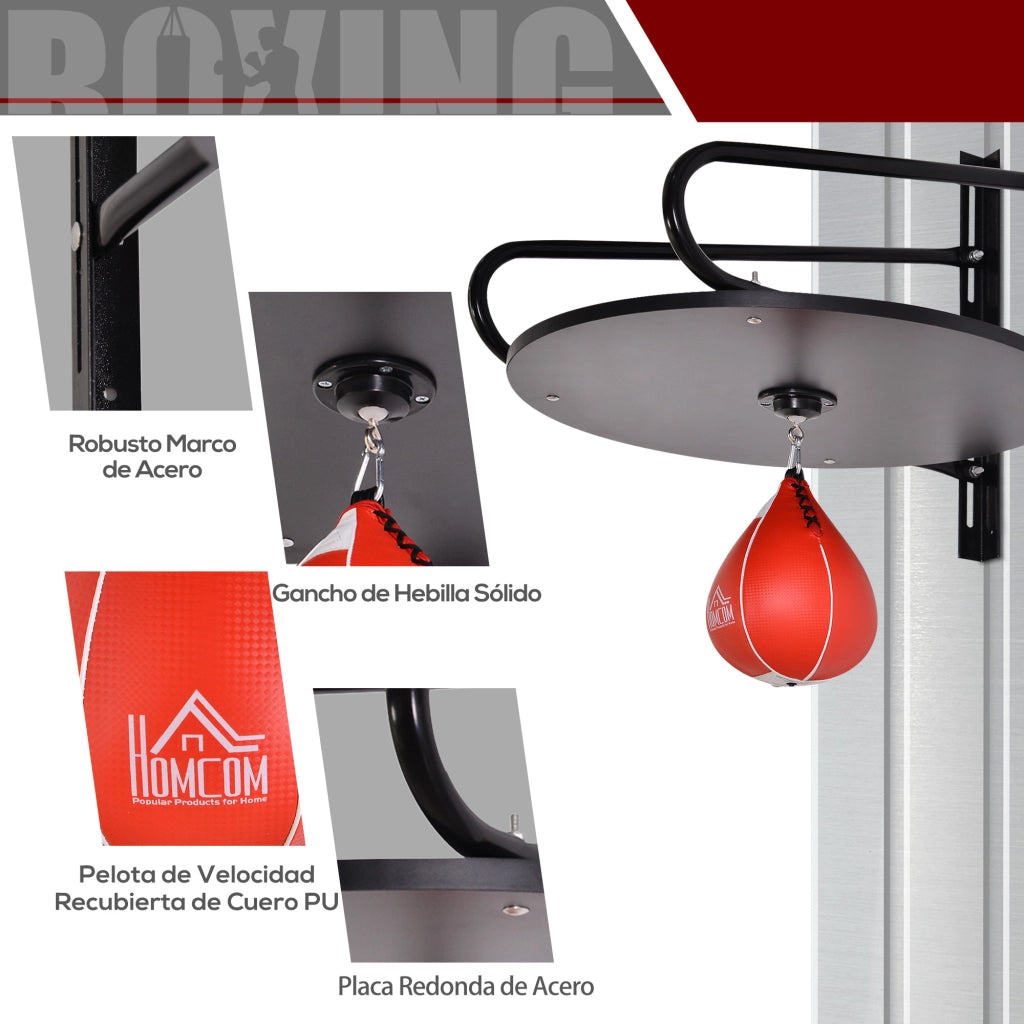 Sacco da boxe con supporto a muro girevole ¨C zephmum ¨C Nero e rosso 60x73x80 cm