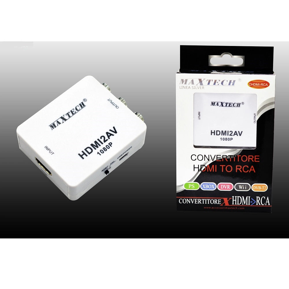 Trade Shop - Adattatore Maxtech Convertitore Video Da Hdmi A Rca Interfaccia Hdmi2av Chdmi-rca -