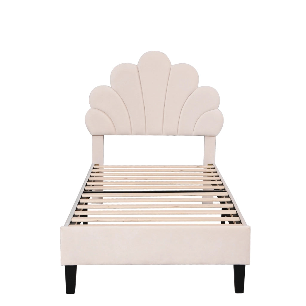 letto imbottito velluto beige 90 x 200 cm