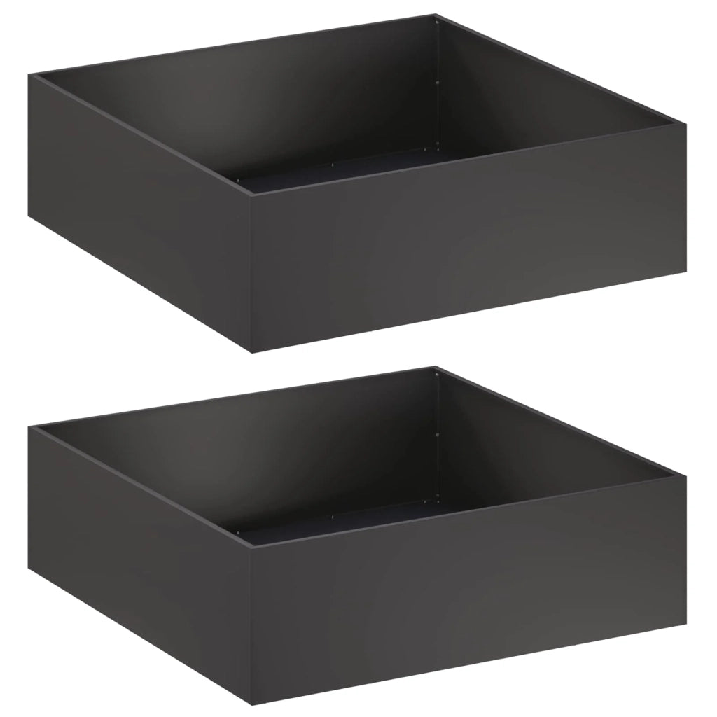 Vaso da giardino 2 pz Nero 100 x 100 x 30 cm 8005079