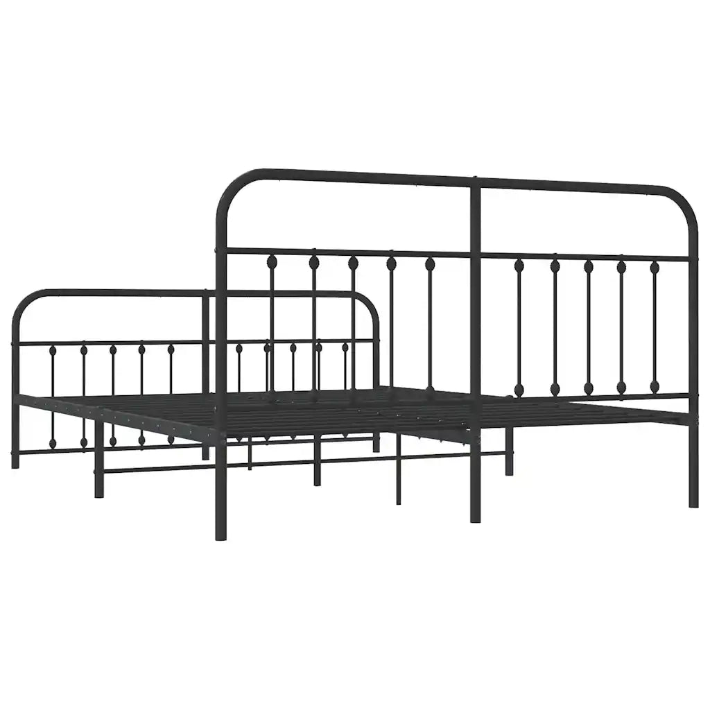 Giroletto con Testiera e Pediera-Struttura Letto Metallo Nero 183x213 cm 368714