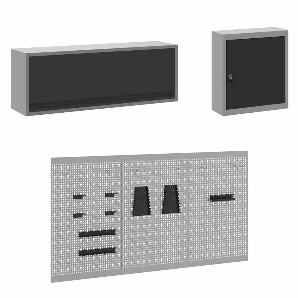 Set di mobili da lavoro con cassetto con blocco 8 pcs Nero 3321444
