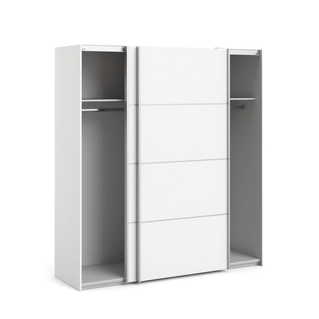 Guardaroba 2 ante Accadia, Mobile camera da letto, Cabina armadio portabiti, Armadio appendiabiti, 182x64 h202 cm, Bianco