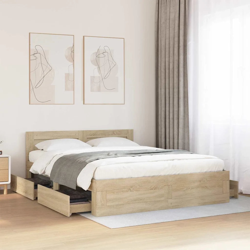 Letto matrimoniale | Letto per adulti | Struttura del letto 2 pcs Sonoma 153 x 203 cm Legno multistrato