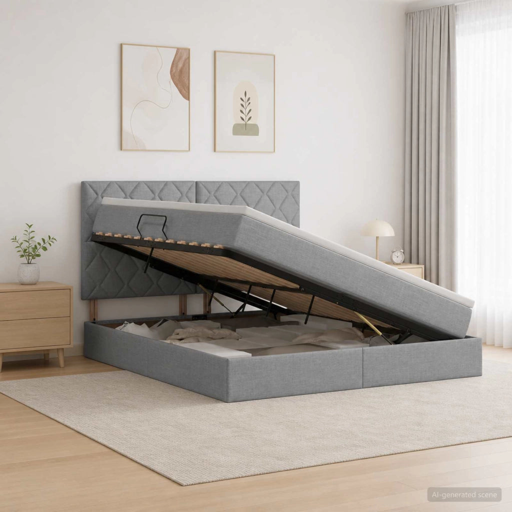 Letto con contenitore LED e materasso Grigio Chiaro 3460023