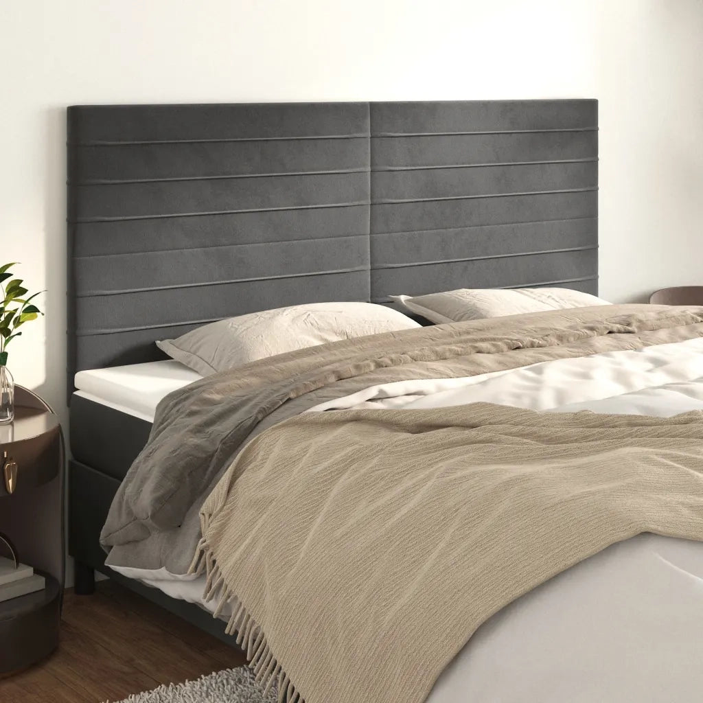 Testiera | Testata Grigio Scuro 200x5x118/128 cm Velluto