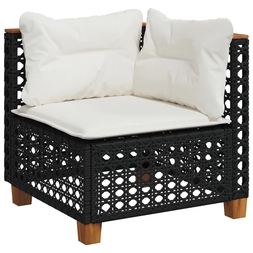 Set Divani da Giardino 9 pz con Cuscini Nero in Polyrattan 3261896