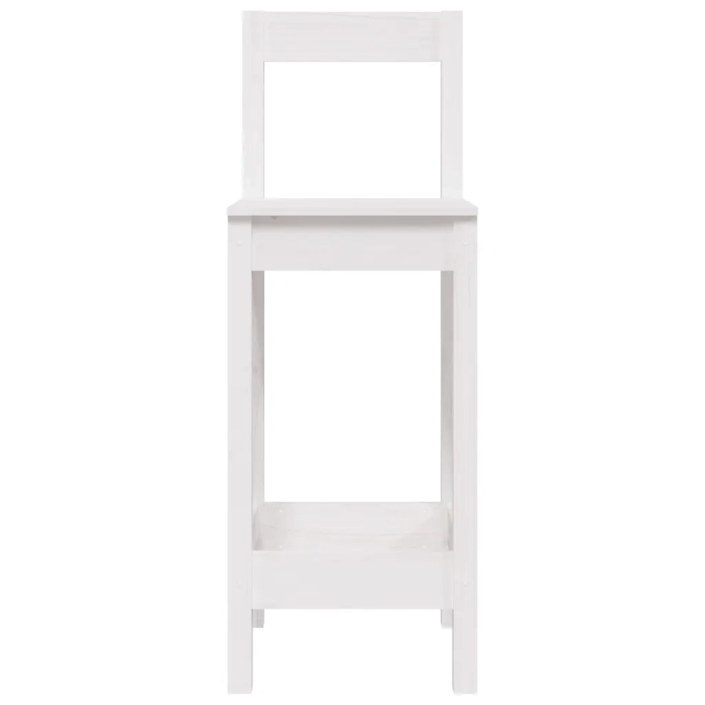 Sedie da Bar 2 pz Bianche 40x41,5x112 cm Legno Massello di Pino 822143