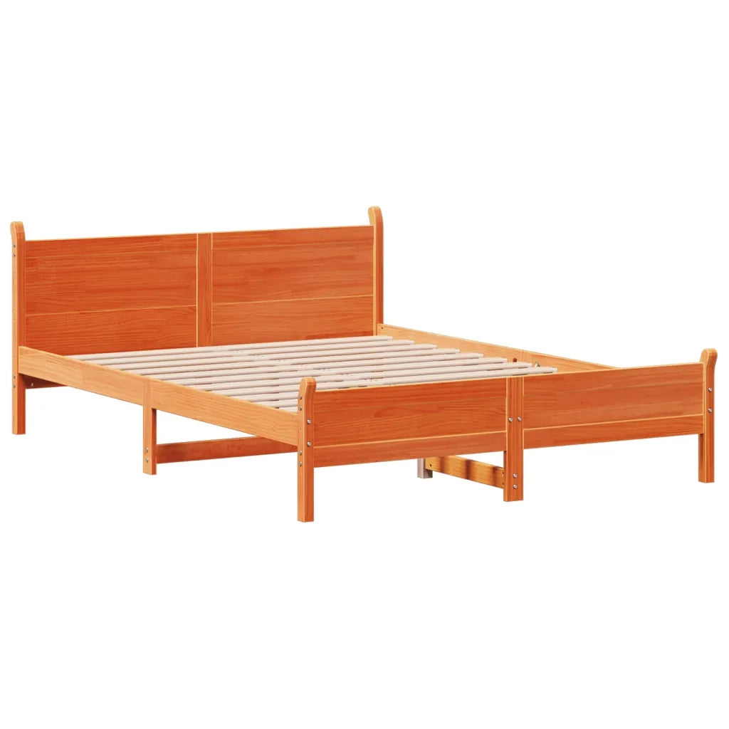 Giroletto senza Materasso-Struttura Letto Marrone Cera 140x200cm Massello Pino 727522