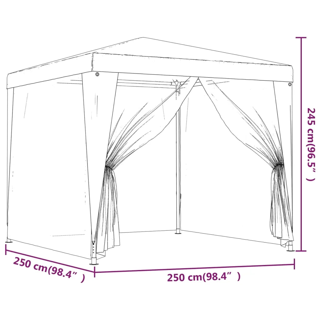 Tenda per Feste-Tenda Gazebo 4 Pareti Laterali in Rete Verde 2,5x2,5m HDPE