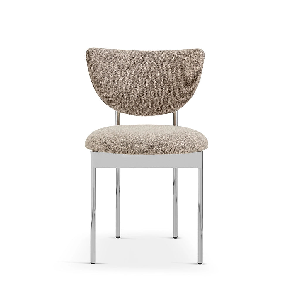 Sedia da pranzo Lunar - Xylo - 54x47x76 cm - Beige/Kaki - Struttura metallica nera senza braccioli