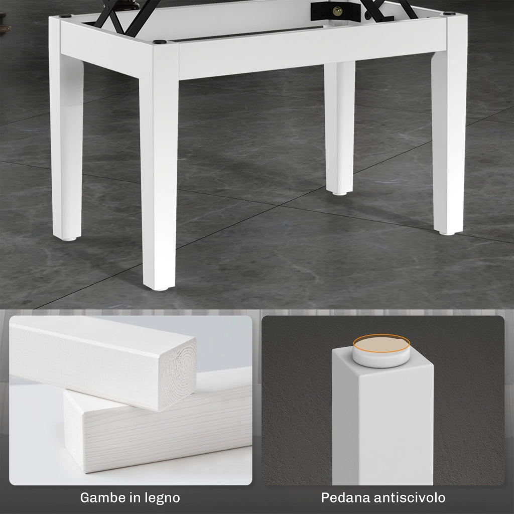 Sgabello Regolabile con Seduta Imbottita e Vano Portaoggetti ¨C Minimal ¨C Bianco 33x48-58 cm