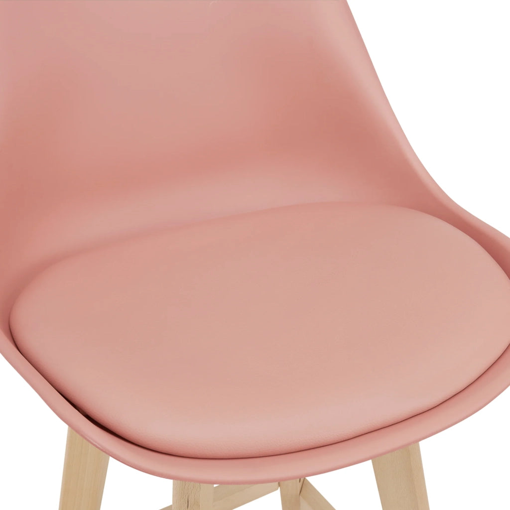 Set di 2 sgabelli da bar con seduta schienale e poggiapiedi legno di faggio 105 cm rosa 03_0002782