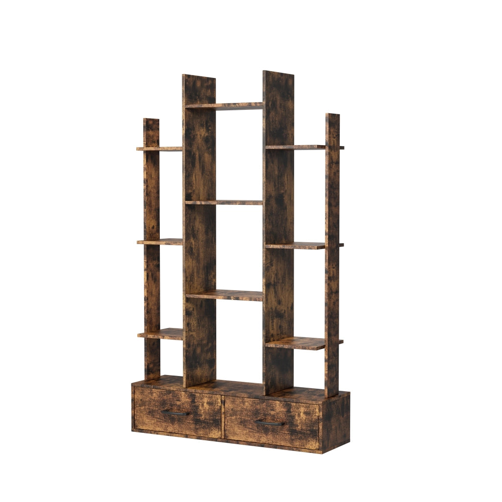 LIBRERIA con 2 cassetti 130,2x34,7x17,2 cm Marrone Metallo e Legno