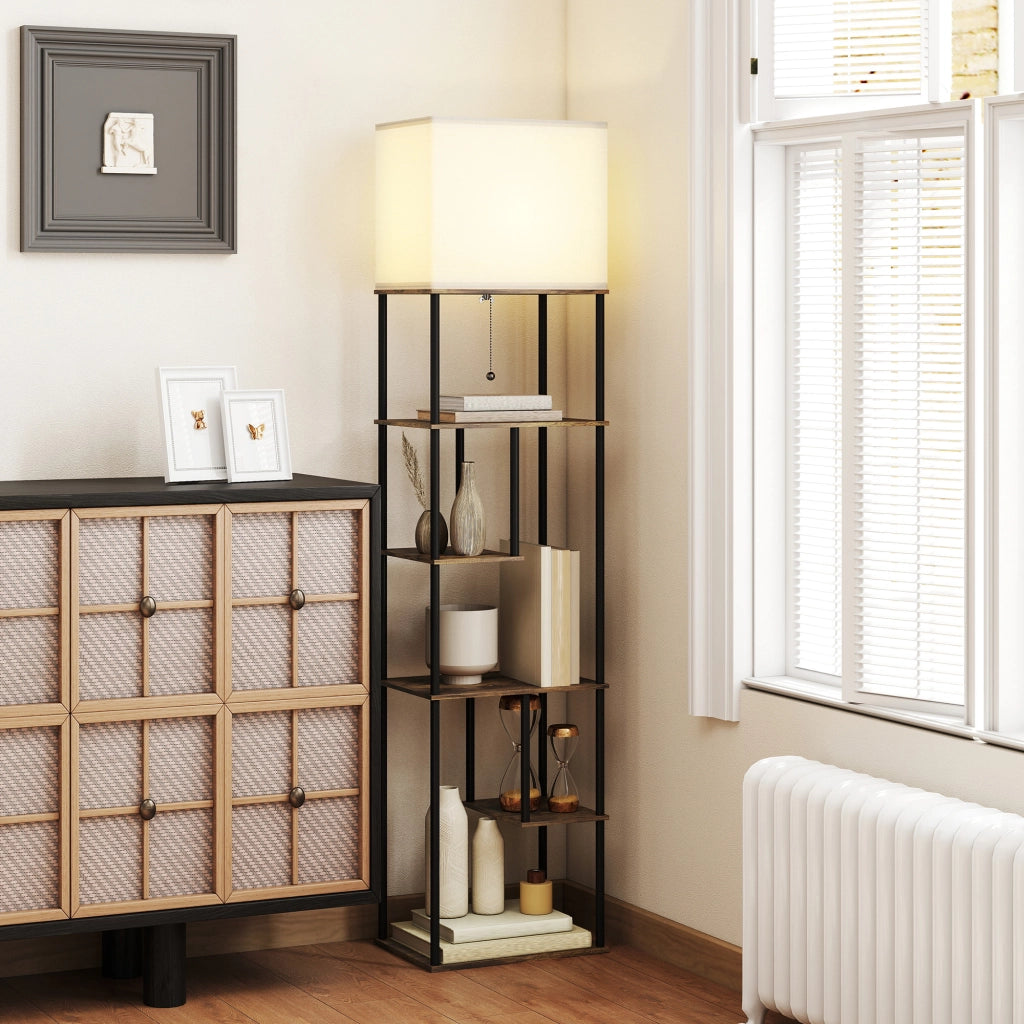Lampada da terra con ripiani ¨C Zephmum ¨C Marrone 40x29x171 cm