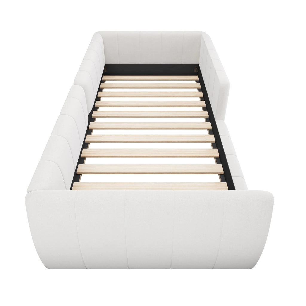 letto a piattaforma imbottito mdf beige 90 x 200 cm