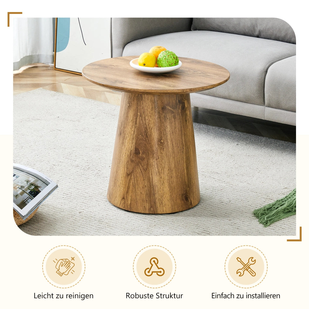 Tavolino rotondo in MDF effetto legno naturale ¨C 50 cm di diametro, 48 cm di altezza. Con rivestimento in laminato effetto legno di alta qualit¨¤ ¨C ide