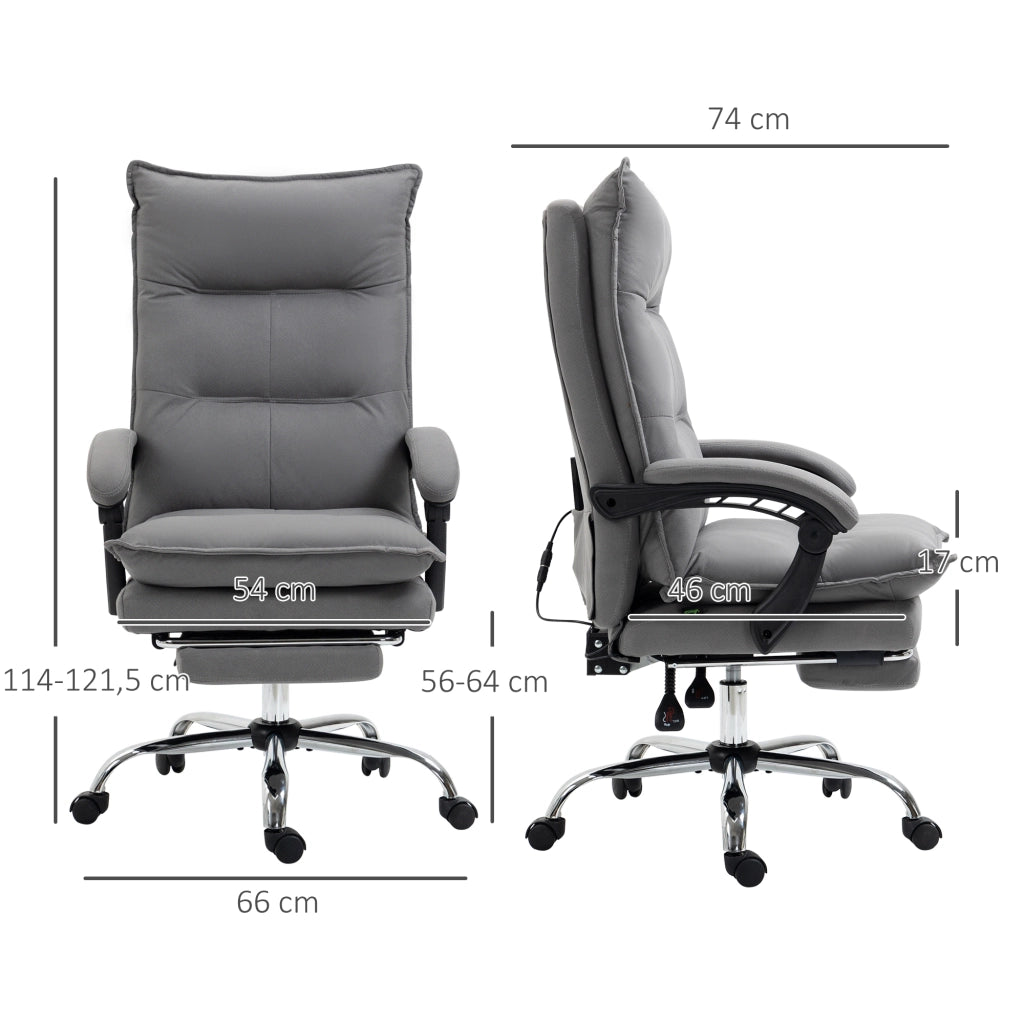 Sedia da ufficio con massaggio e riscaldamento ¨C zephmum ¨C grigio con telecomando e poggiapiedi