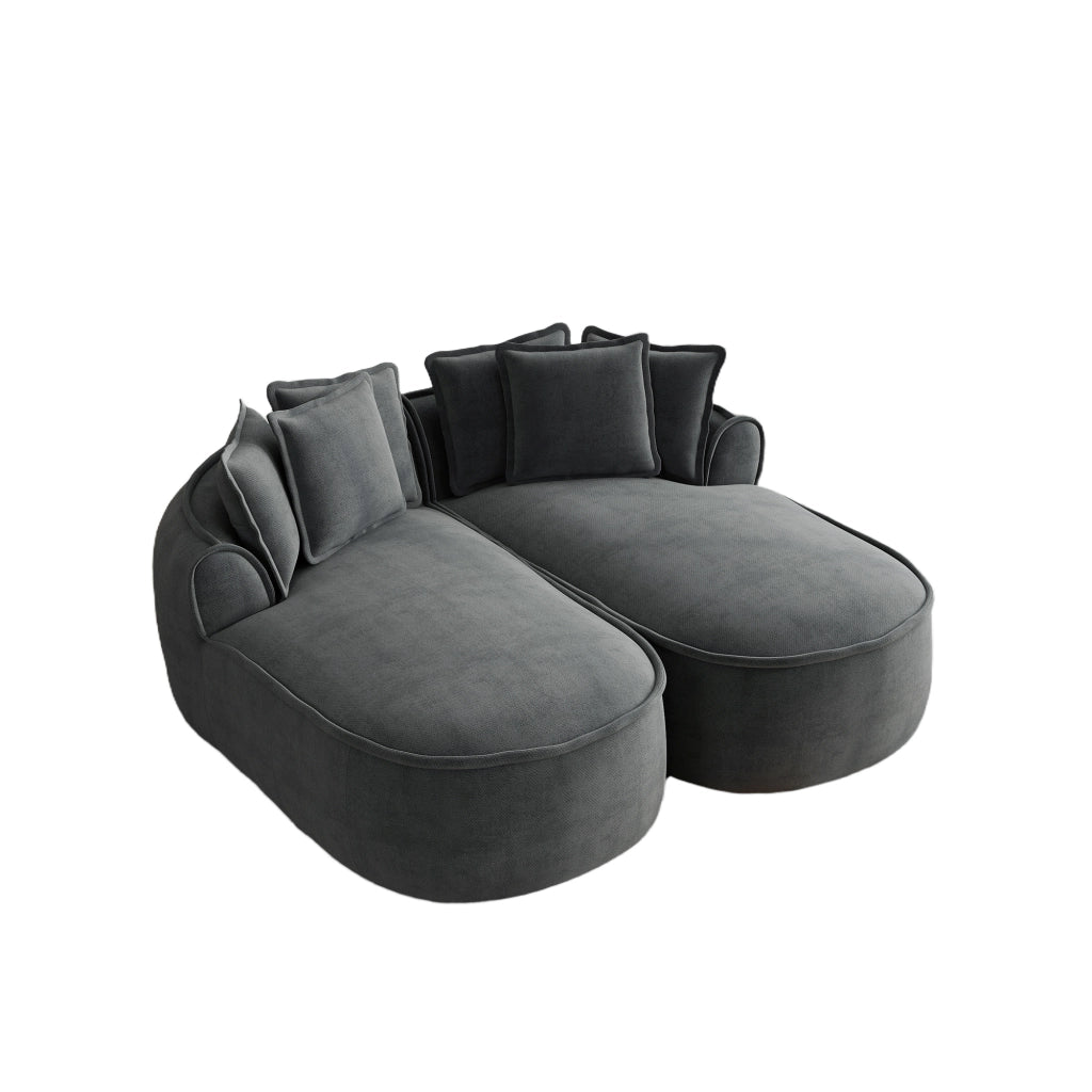 Divano Chaise Longue Doppio in Chenille con Cuscini ¨C MINIMAL ¨C Grigio