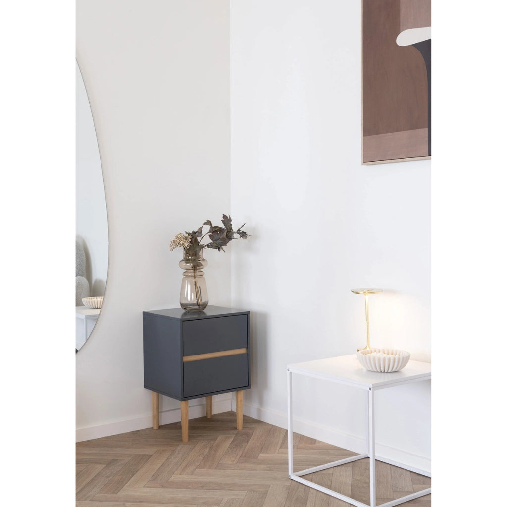 Comodino Bisley, Grigio, MDF, 35x40x55 cm