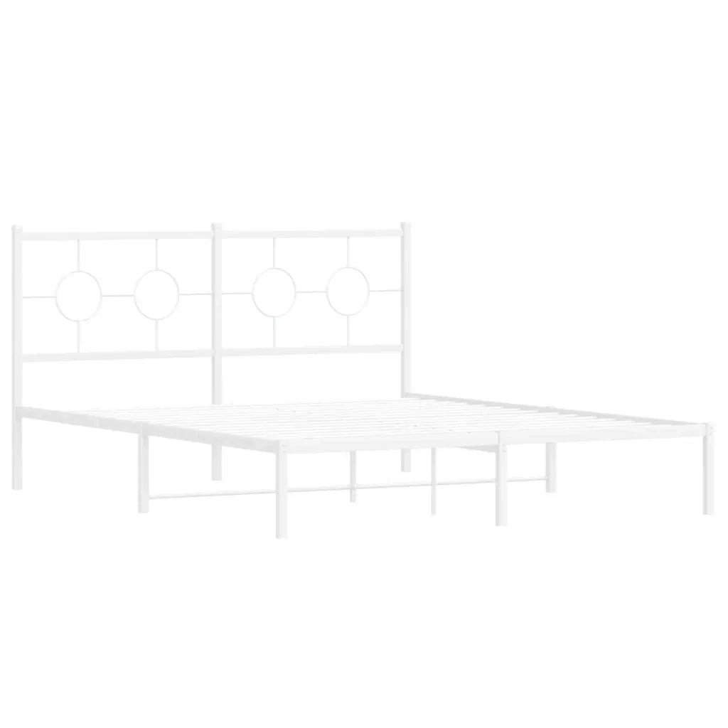 Giroletto con Testiera Metallo Bianco 150x200 cm 376277