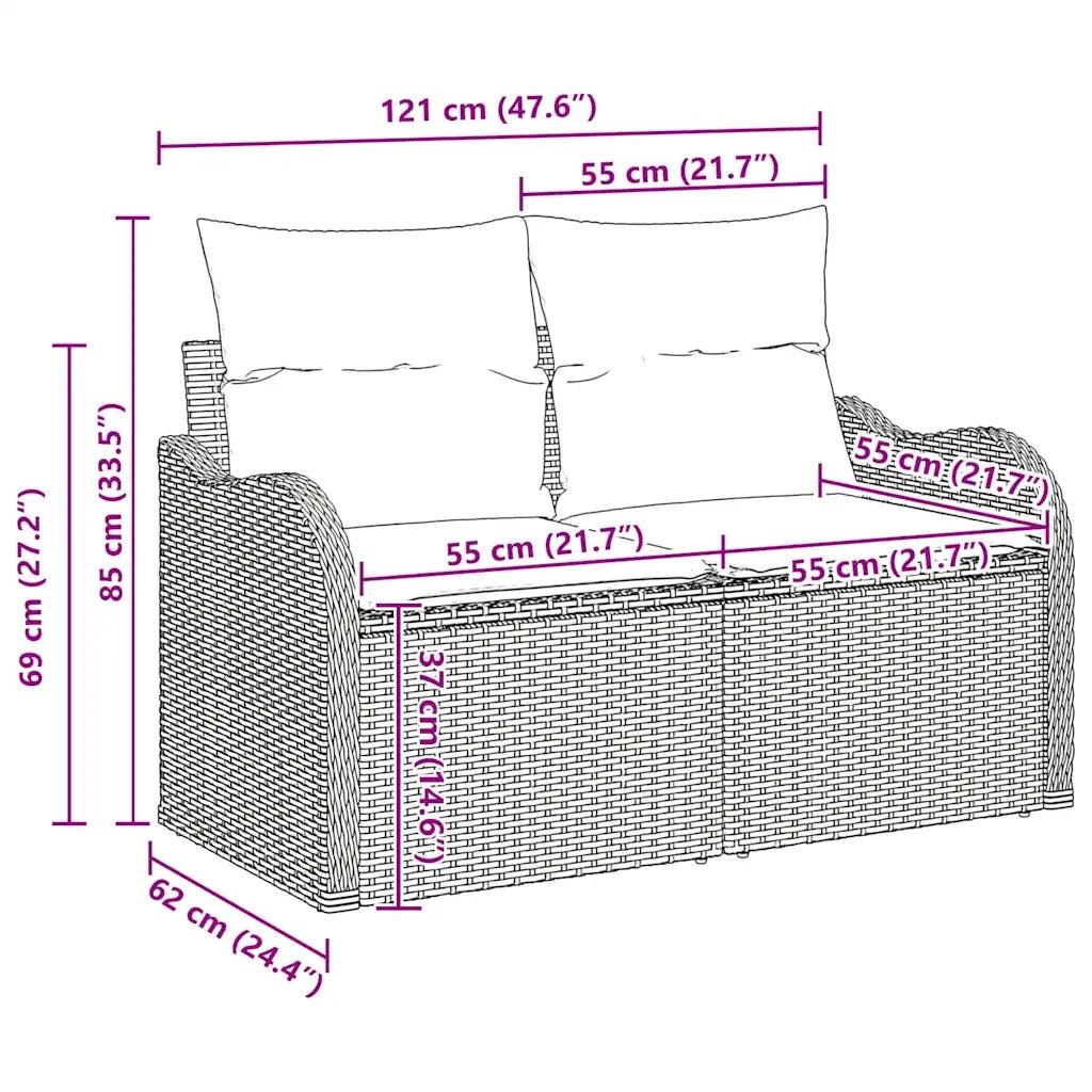 Set Divano da Giardino con cuscino 6 pcs Nero polyrattan 3347457