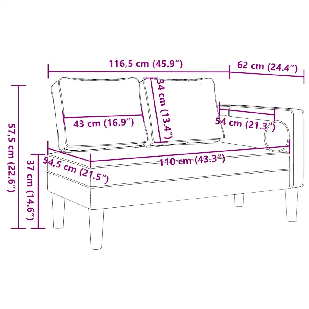 Chaise Longue con Cuscini Verde Scuro in Tessuto CFW2619087