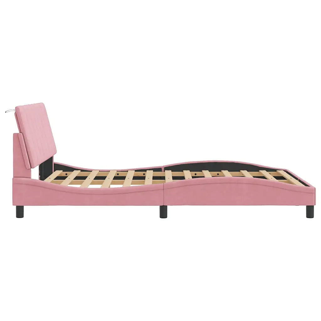 Giroletto con LED senza Materasso-Struttura Letto Hanko Rosa 120x200 cm in Velluto