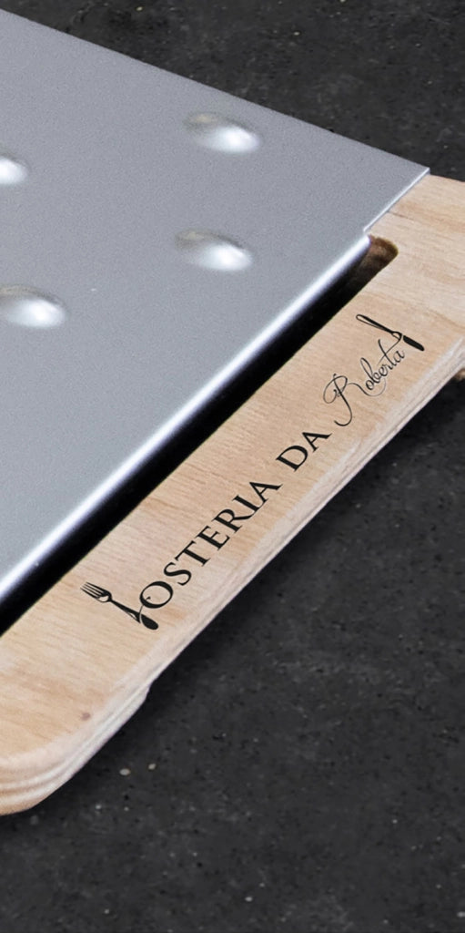 Tagliere da Cucina 68X21,5 cm In Legno e Acciaio Giusto
