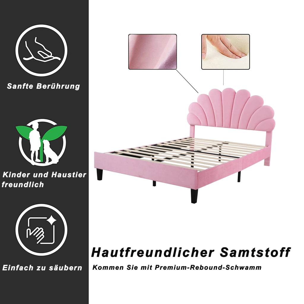 letto imbottito velluto rosa 140 x 200 cm