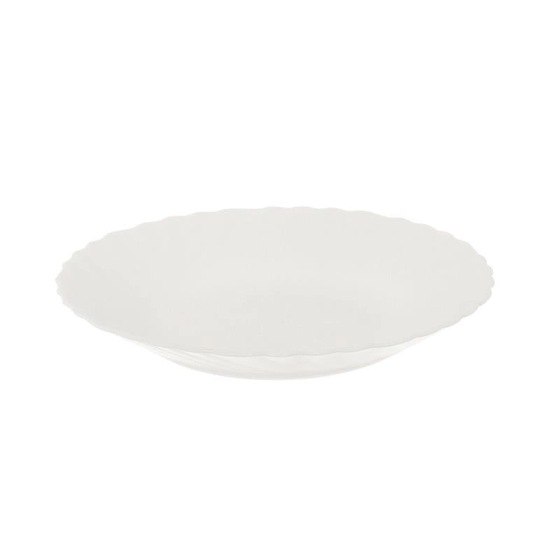 SET DI 12 PIATTI FONDI PRIMA IN VETRO TEMPERATO BIANCO DA 23 CM