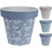 VASO IN PLASTICA D.20XH20CM CON DECORI FLOREALI IN
