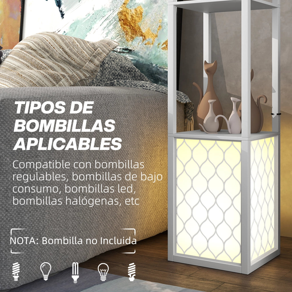 Lampada da Terra Moderna con Ripiani ¨C Zephmum ¨C Bianco 26x26x156 cm