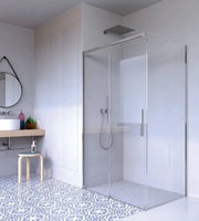 Box doccia 2 lati Fisso + Scorrevole Cristallo 8 mm Giava - Nice Soft Close - Misura: 90 x 100 x h190 cm