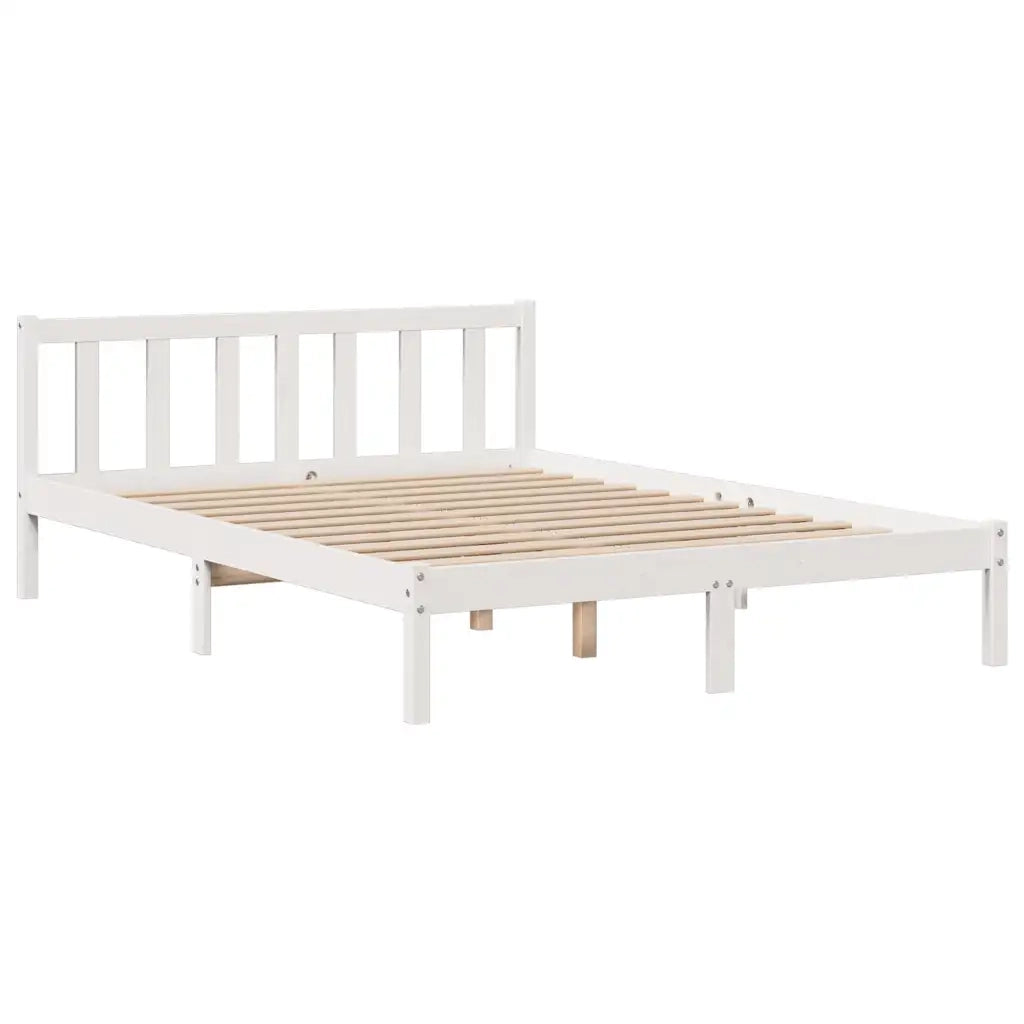 Letto Libreria senza Materasso-Struttura Letto con contenitore Bianco 140x190 cm Legno di Pino 422657
