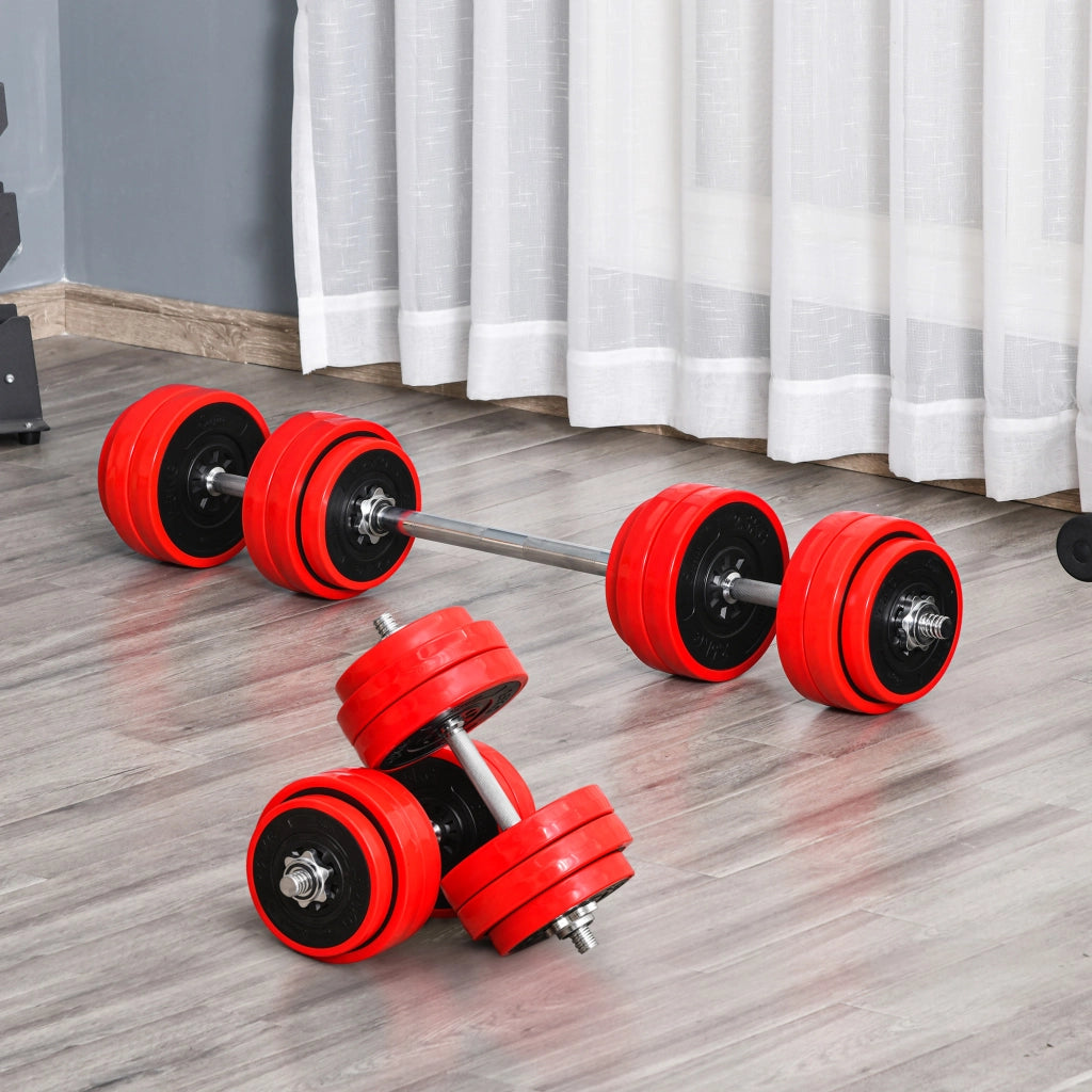 Set di manubri e bilanciere regolabile 30 kg ¨C zephmum ¨C rosso+nero 21,5x21,5x3,8 cm
