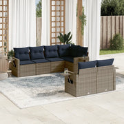 Set Divani da Giardino 7 pz con Cuscini Grigio in Polyrattan 3220410