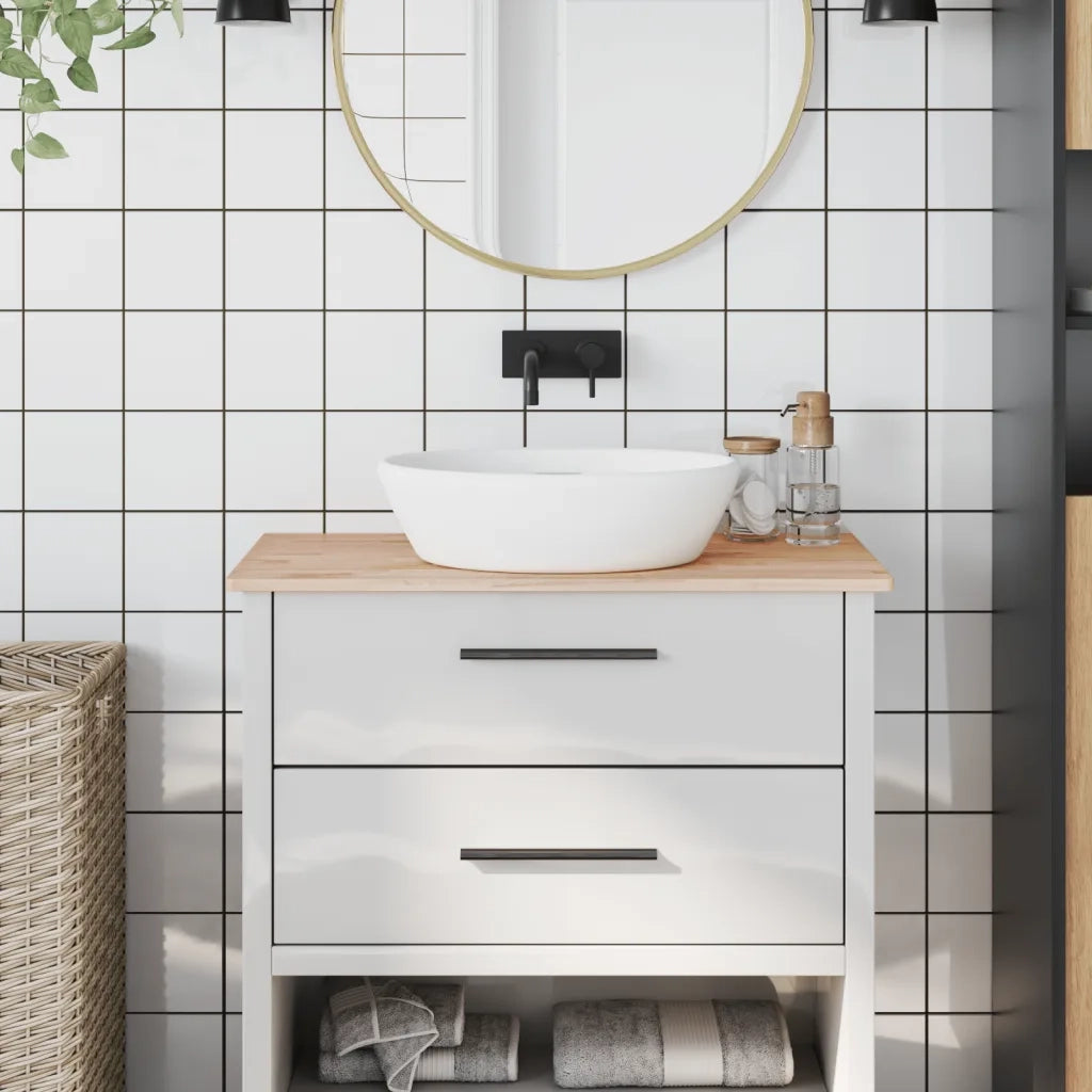 Piano Bagno 80x40x1,5 cm Legno Massello di Faggio CFW4341966