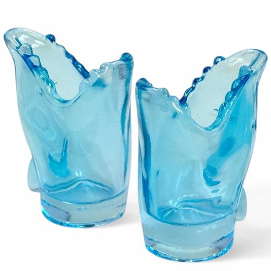 Set di bicchieri da cocktail 2 pezzi - forma di squalo - azzurro turquesa - 8 cm - robusto - design decorativo - bicchieri da shot