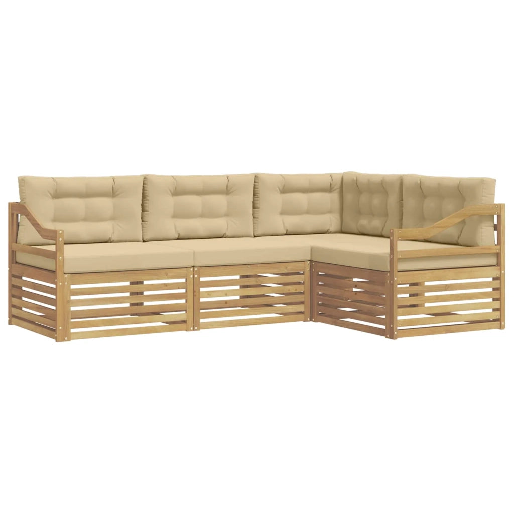 Set di divani da esterno 4 pz Bianco e Beige Poliestere 3390423