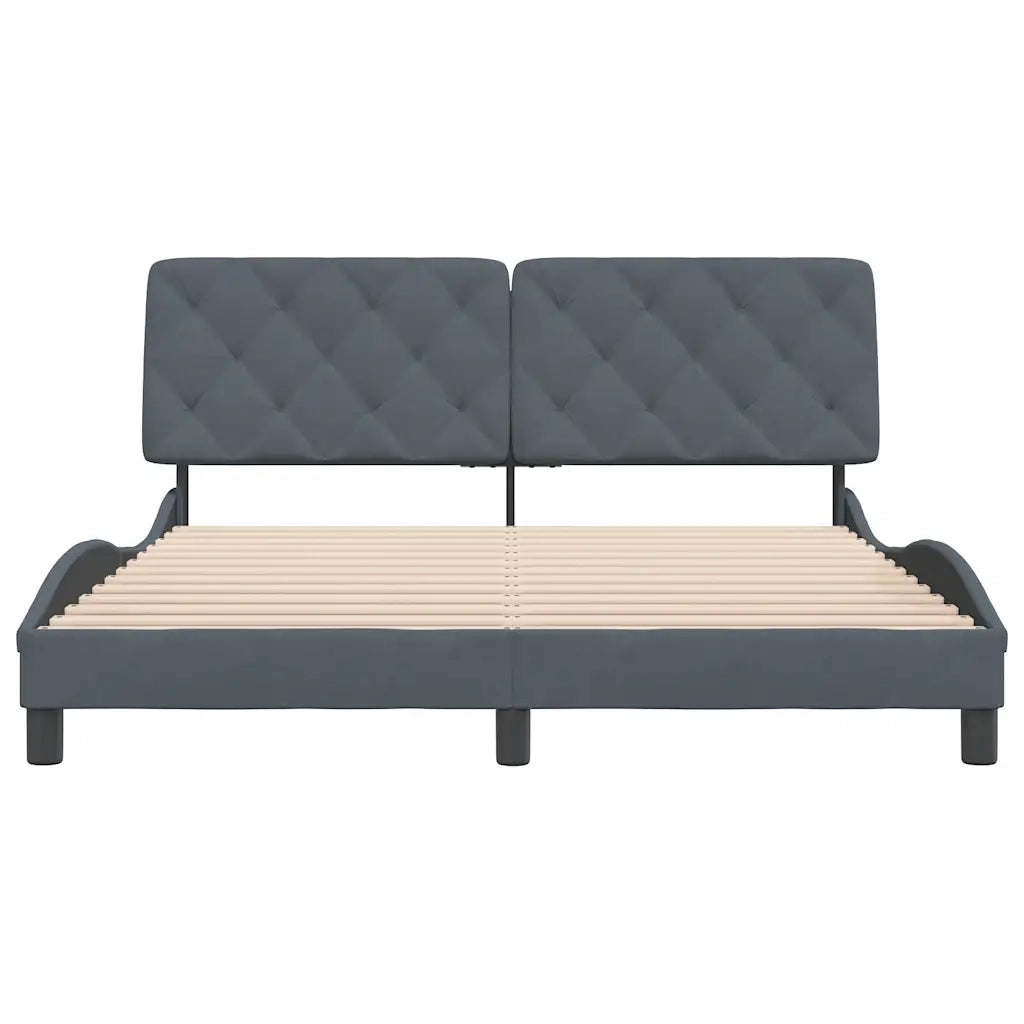 Giroletto senza Materasso-Struttura Letto Grigio Scuro 160x200 cm Velluto 552582