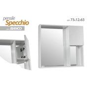 Trade Shop - Specchiera Pensile Specchio Mobiletto Parete Bagno Armadietto 73x12x63cm 808975 -