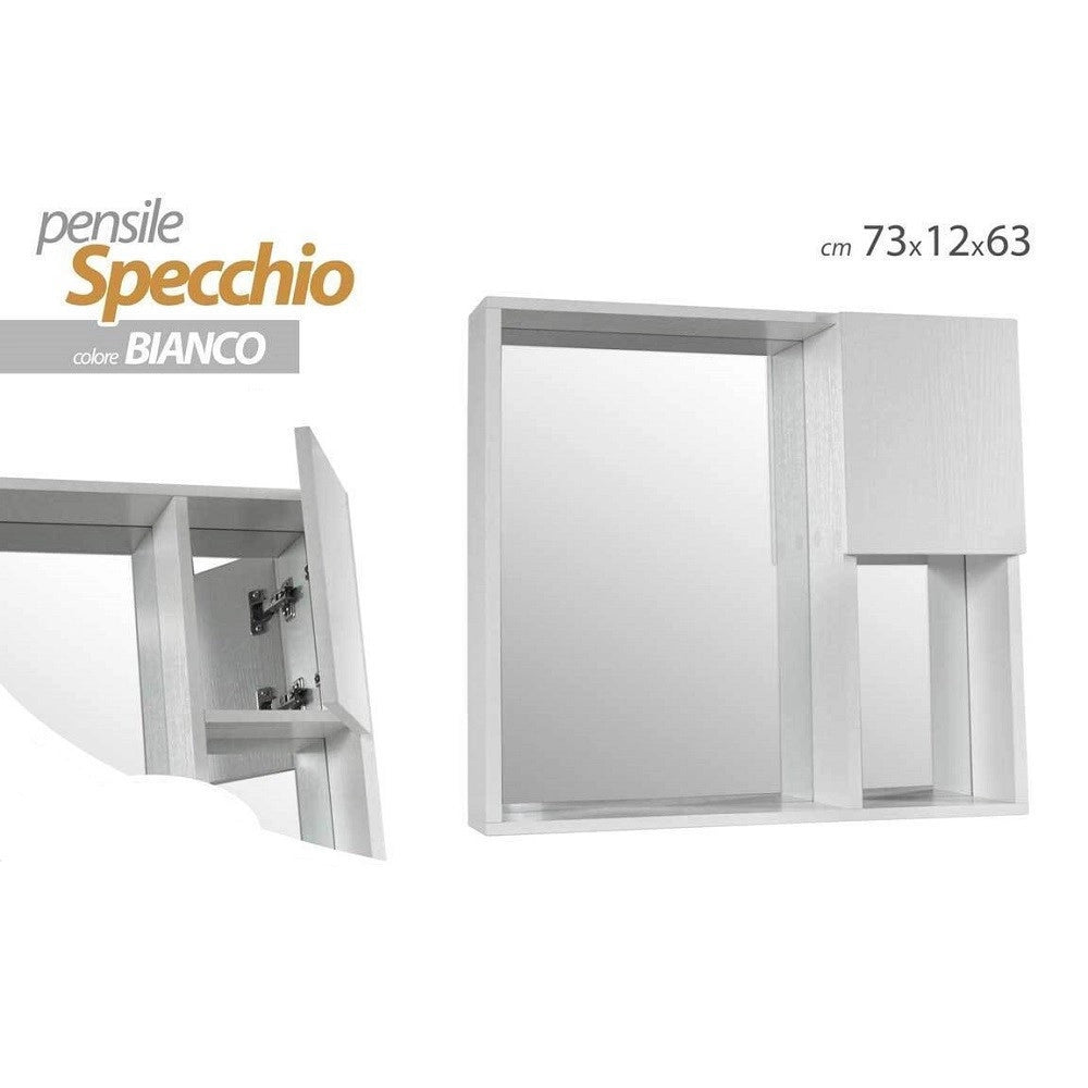 Trade Shop - Specchiera Pensile Specchio Mobiletto Parete Bagno Armadietto 73x12x63cm 808975 -
