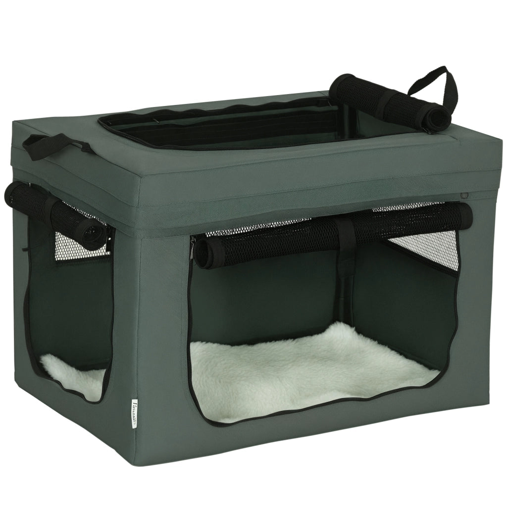 Trasportino pieghevole 3 ingressi con cuscino ¨C Xylo ¨C per cani e gatti fino 4kg/40cm grigio