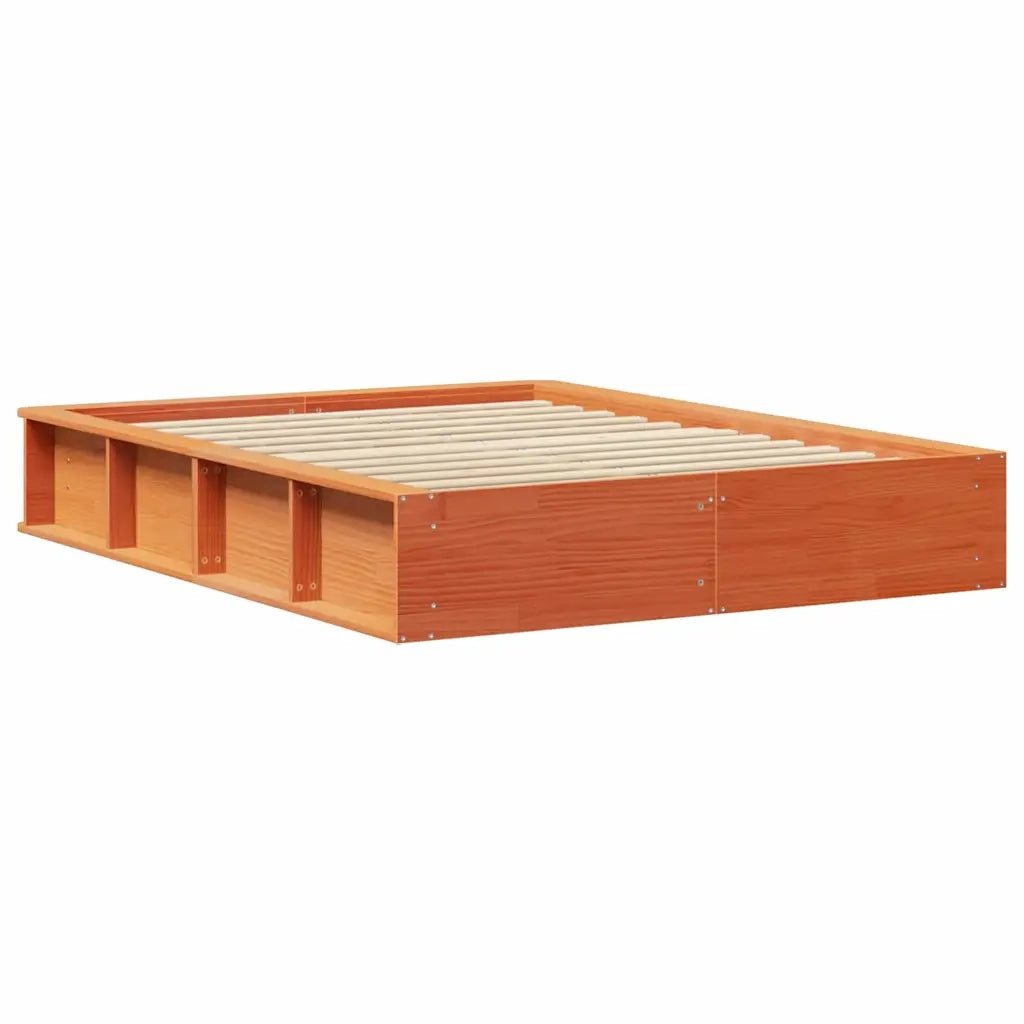 Letto matrimoniale | Letto per adulti | Struttura del letto Marrone cerato 120 x 190 cm Pino massello