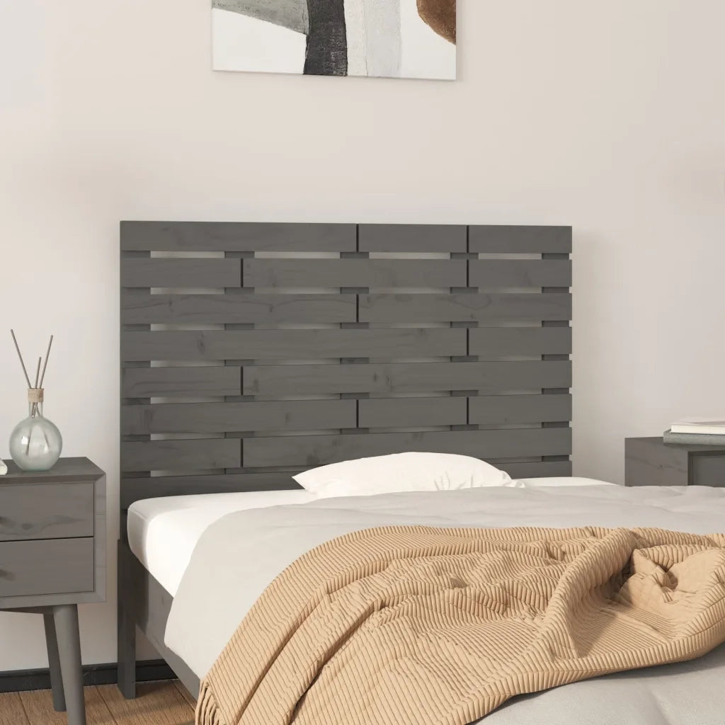 Testiera | Testata da Parete Grigia 96x3x63 cm in Legno Massello di Pino
